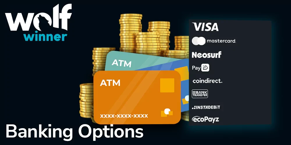 Banking options at Wolf Winner: cards, vouchers and wallets