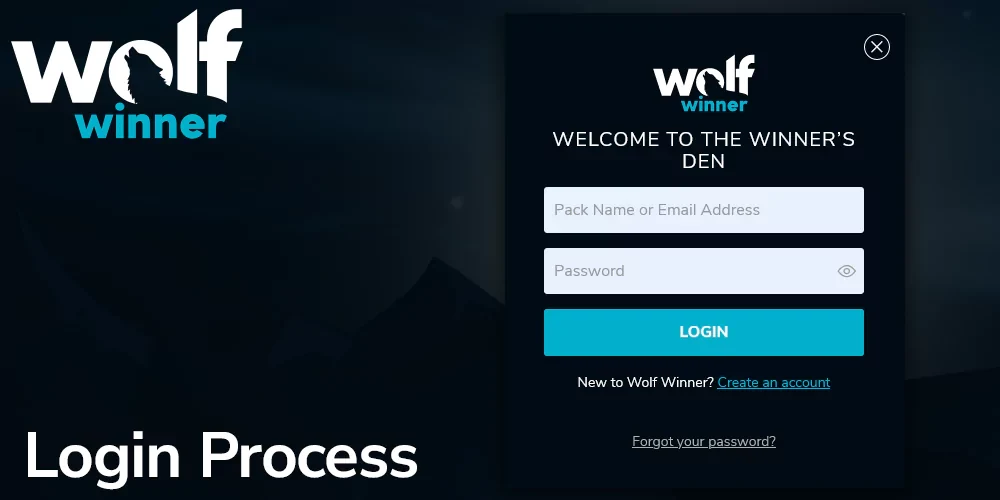 Wolf Winner sign-in screen used by the app and the browser alike